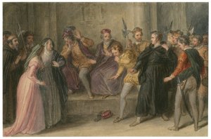 The final scene when the duke is revealed. (Image: Folger Shakespeare Library)